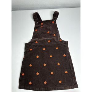 Gymboree Girls Perfect Pumpkin Corduroy Jumper Brown Bear Sz 8 Embroidered